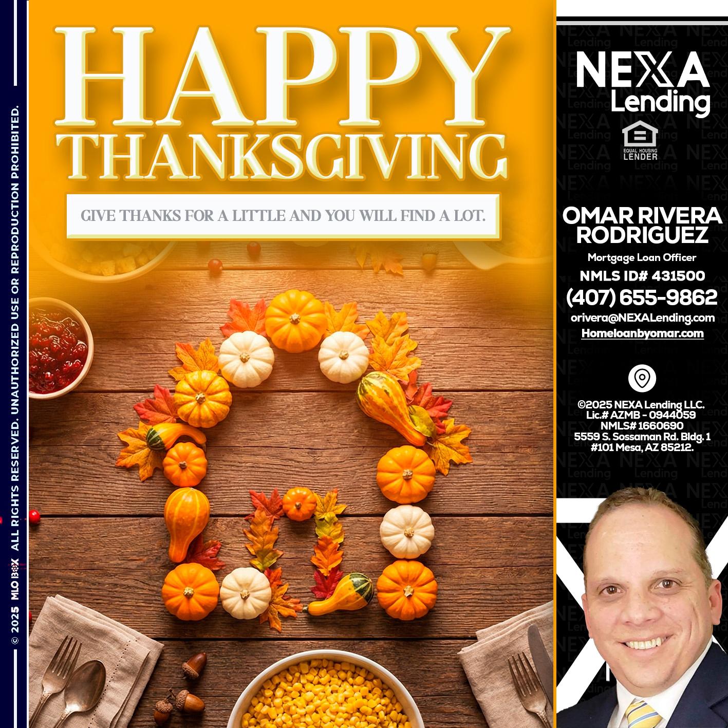 HAPPY THANKSGIVING - Omar Rivera Rodriguez -Mortgage Loan Officer