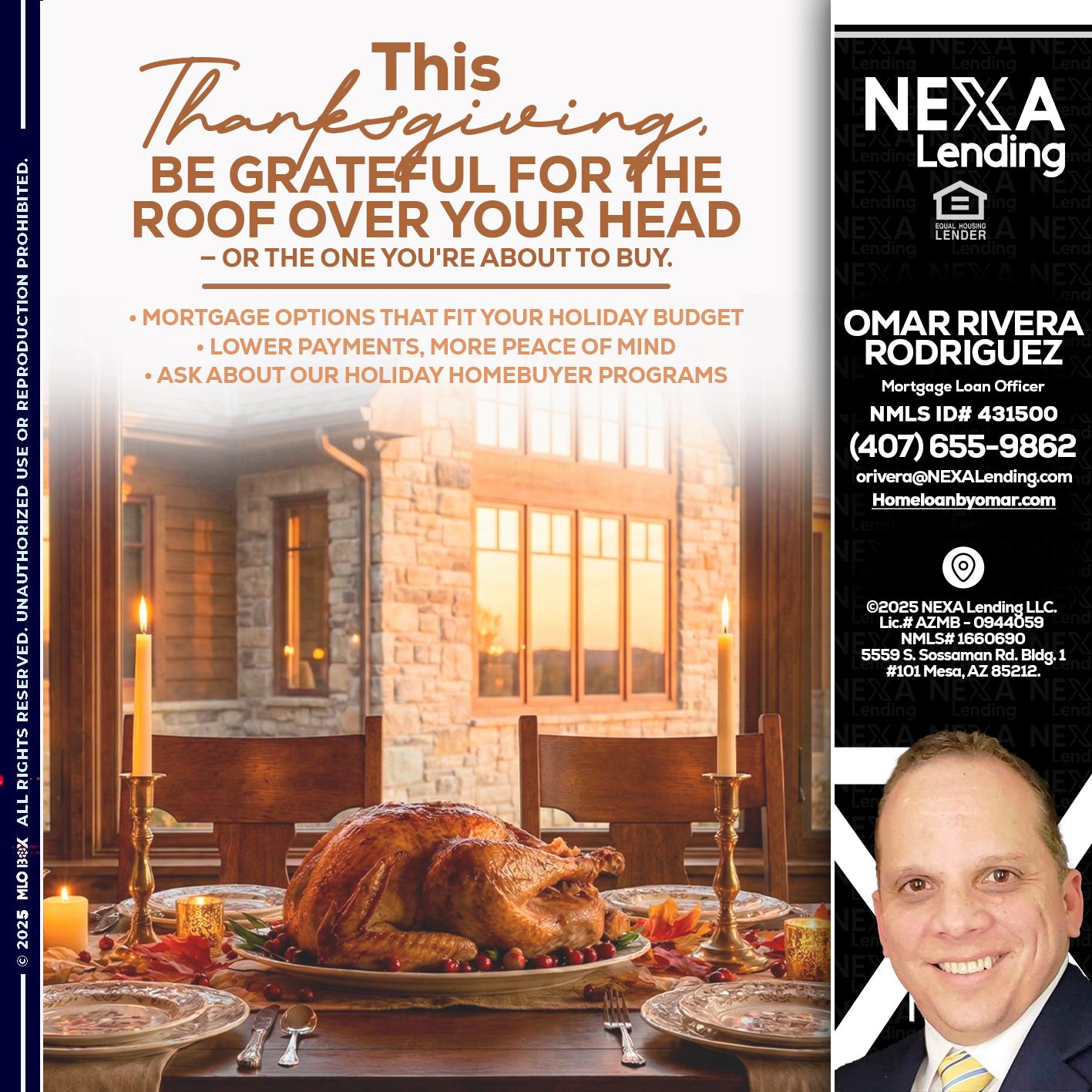 THIS THANKSGIVING - Omar Rivera Rodriguez -Mortgage Loan Officer