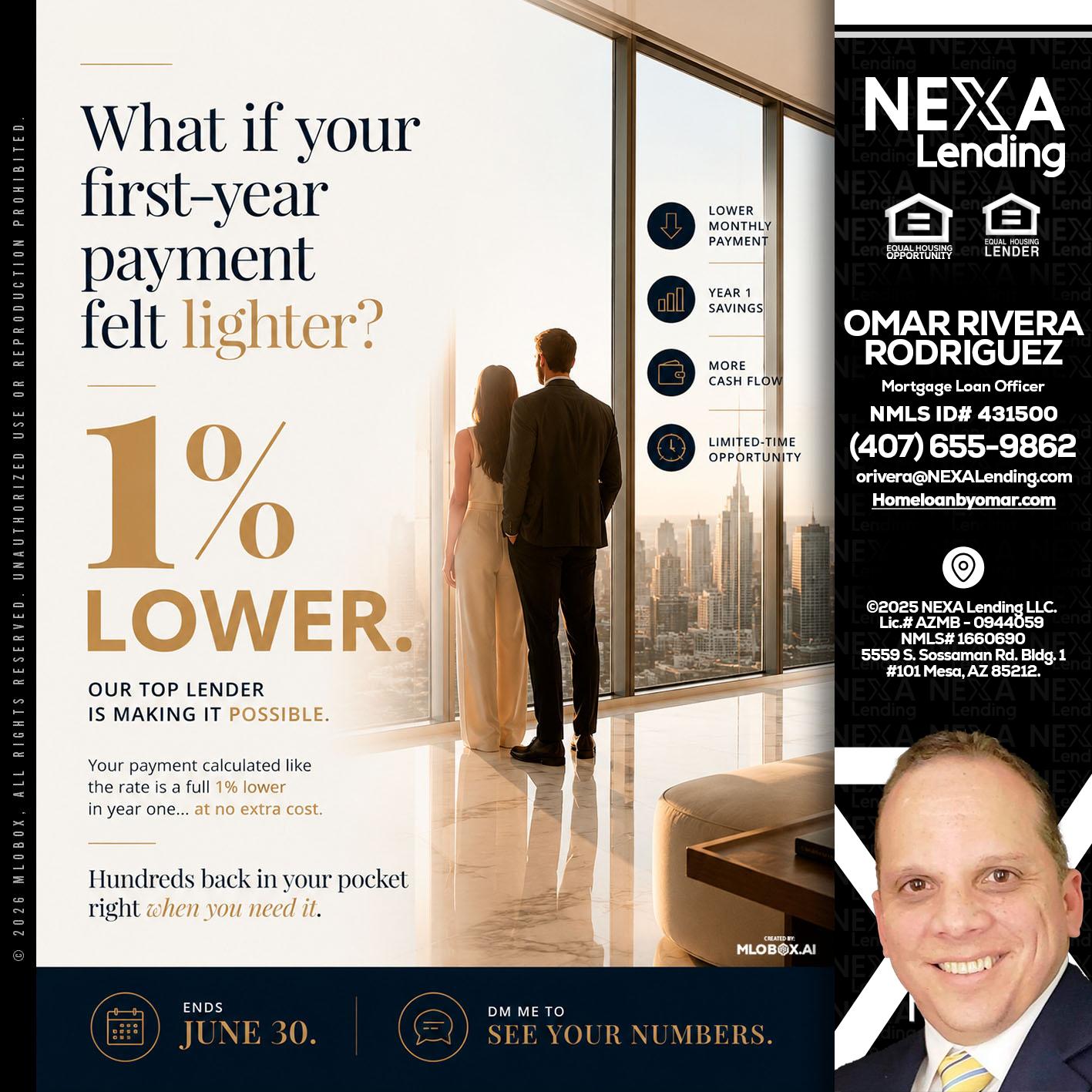 1% lower - Omar Rivera Rodriguez -Mortgage Loan Officer