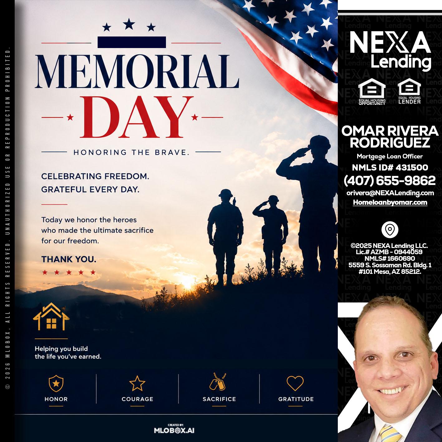 MEMORIAL DAY - Omar Rivera Rodriguez -Mortgage Loan Officer